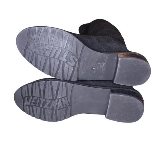 Stuart Weitzman Over the Knee Black Suede Boots Stretch Flats Size 7M - Picture 5 of 5